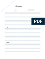 Cornell Notes Template: Notes Written Cue Words or Questions
