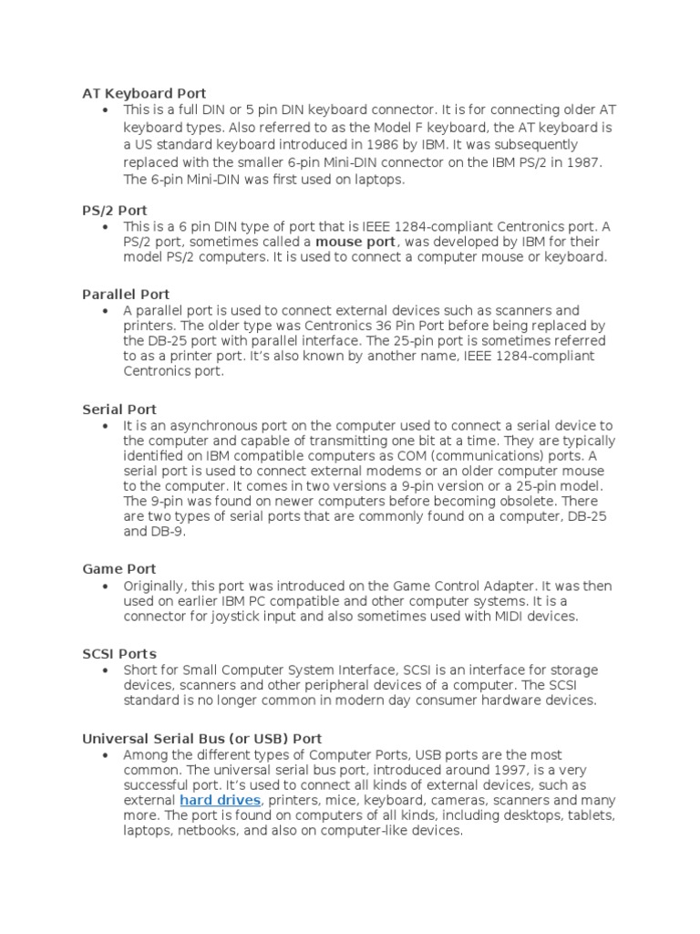 AT Keyboard Port Hard Drives PDF Usb Physical Layer Protocols