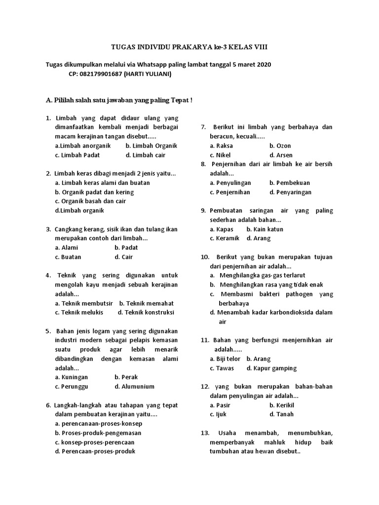 Tugas Prakarya Ke 3 Kelas 8