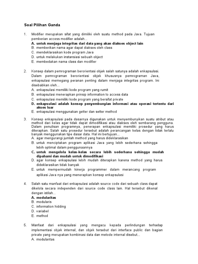 Enkapsulasi dalam Pemrograman Java | PDF