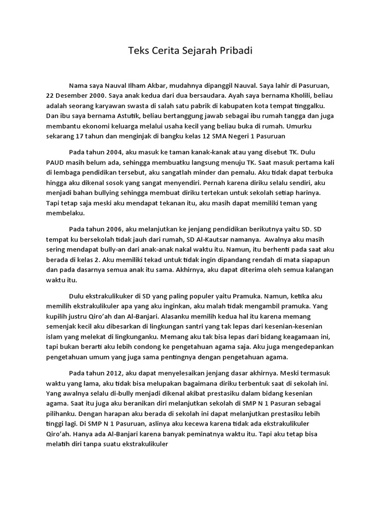 Teks Cerita Sejarah Pribadi PDF