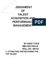 Assignment OF Talent Acquisition and Performance Management: by Ashu Tyagi Mba Section B ROLL NO. 180123 1