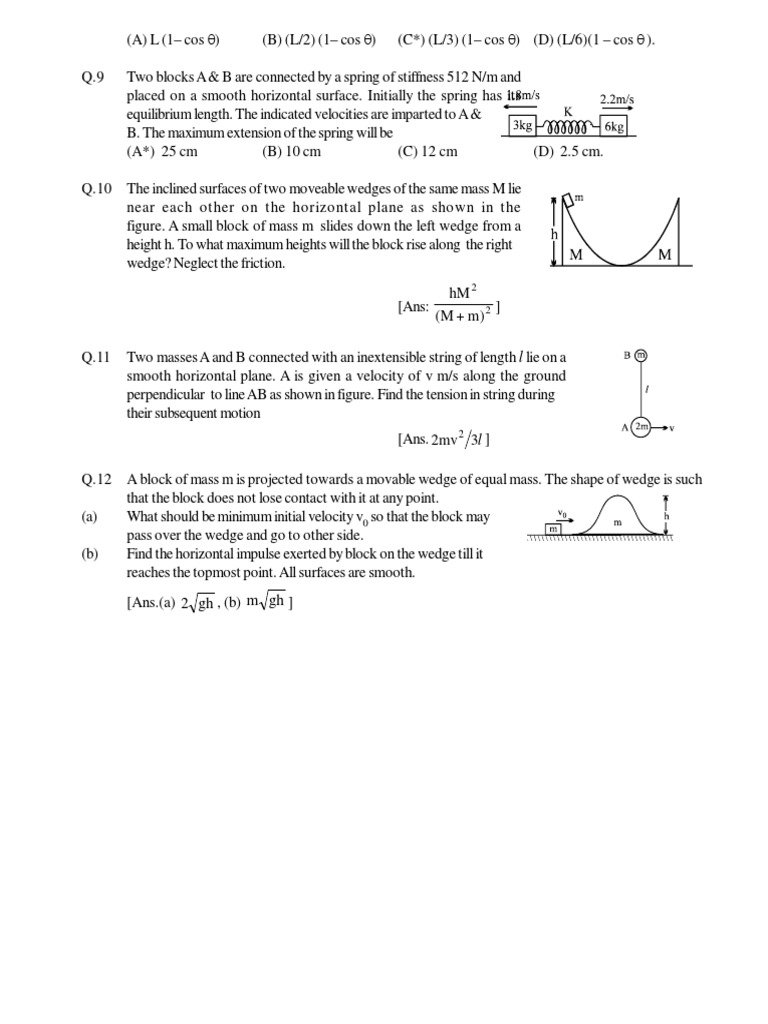 Physics Problems on Springs and Wedges | PDF