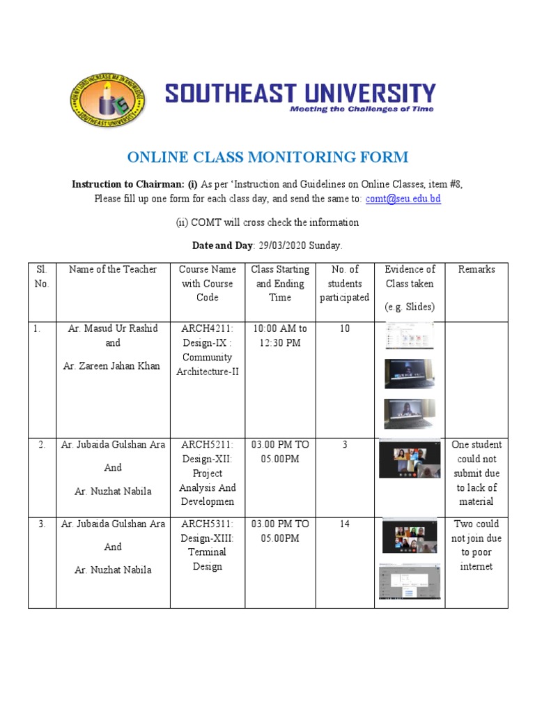 Online Class Monitoring Report | PDF | Learning | Behavior Modification