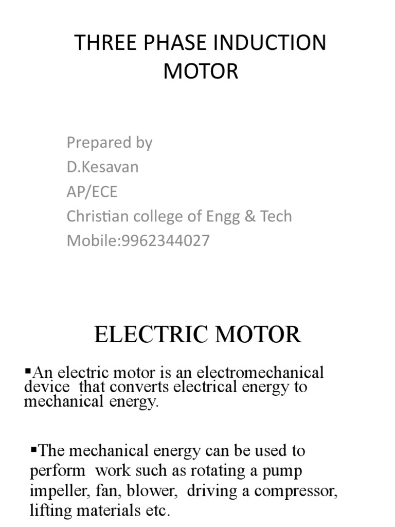Three Phase Induction Motor PDF Electric Motor Electrical Equipment