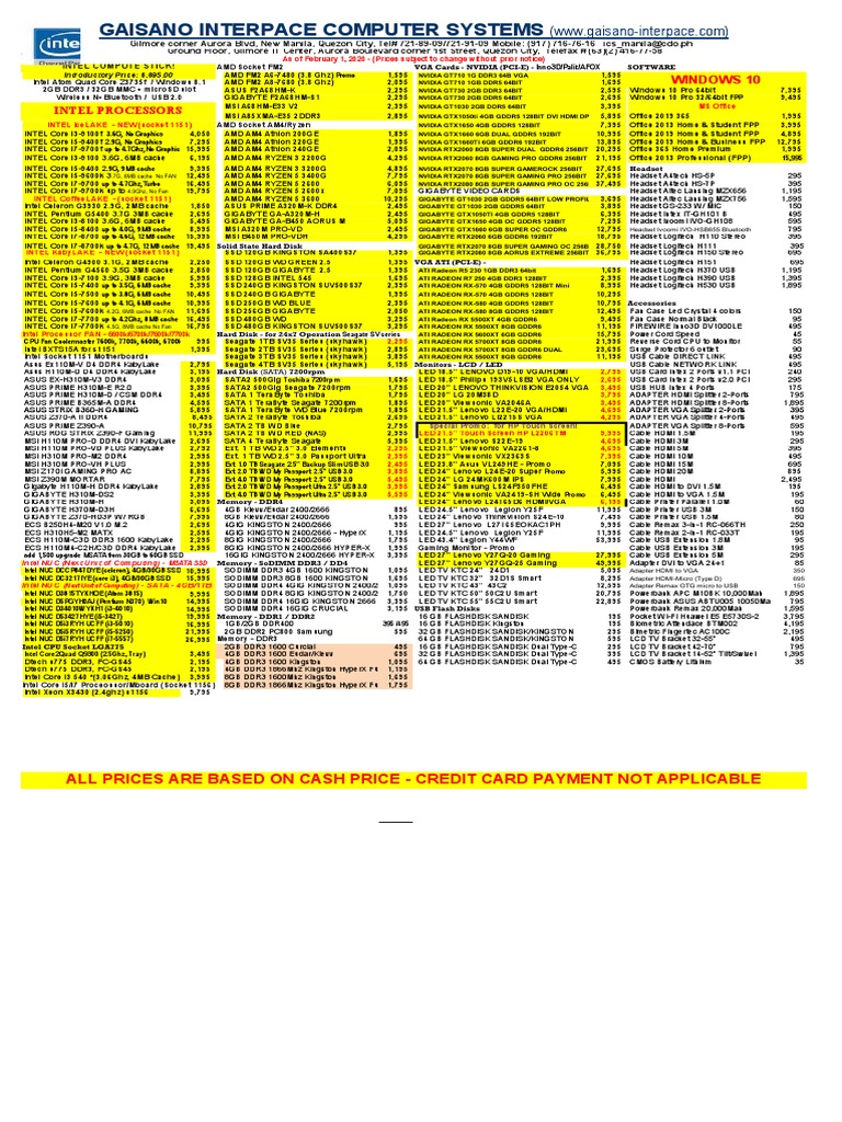 Gaisano Interpace Price List 2025 | PDF | Advanced Micro Devices ...