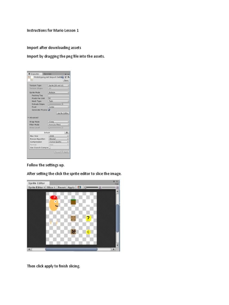 Mario Lesson 1: Sprite Movement Setup | PDF | Teaching Methods ...