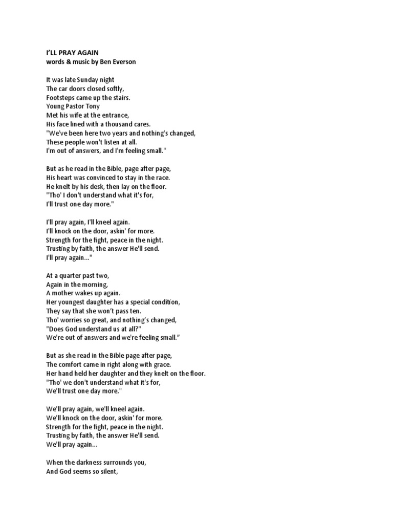 I'll Pray Again: Lyrics & Themes | PDF | Mystery, Thriller & Crime ...