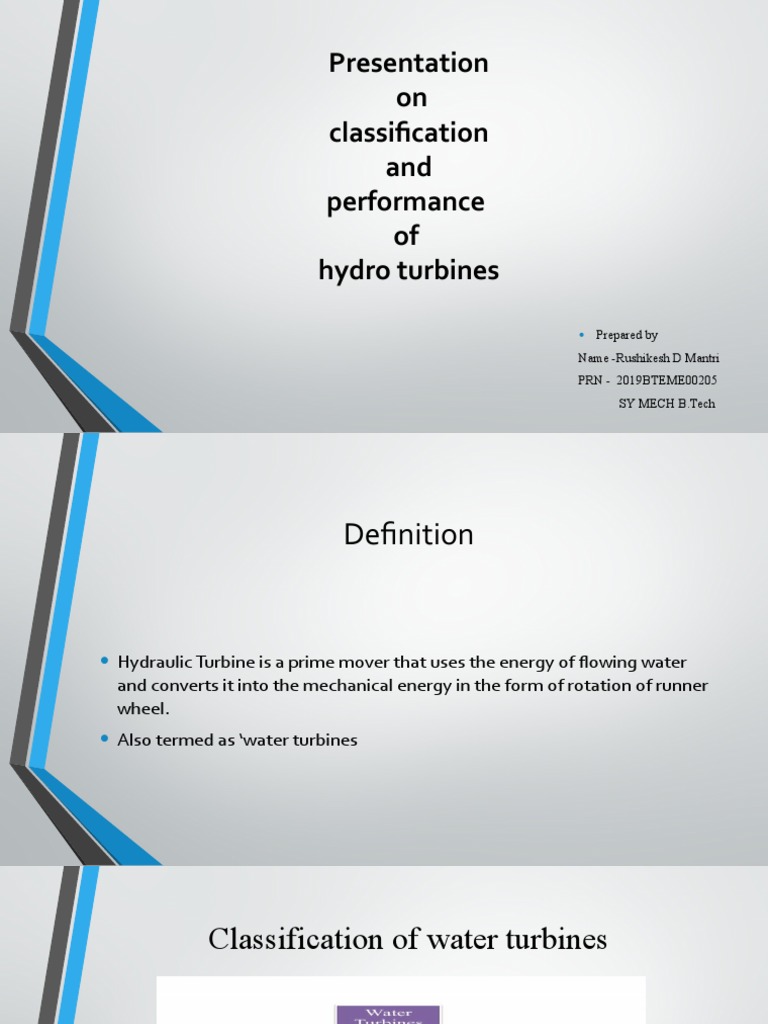 Classification of Hydro Turbines | PDF | Turbine | Jet Engine