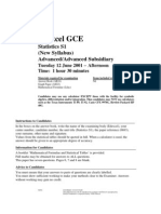 Edexcel GCE: Tuesday 12 June 2001 Afternoon Time: 1 Hour 30 Minutes