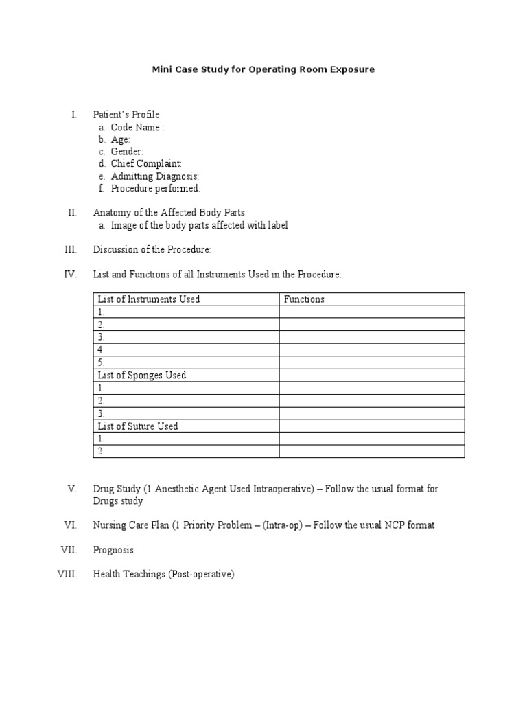 Operating Room Case Study Overview | PDF