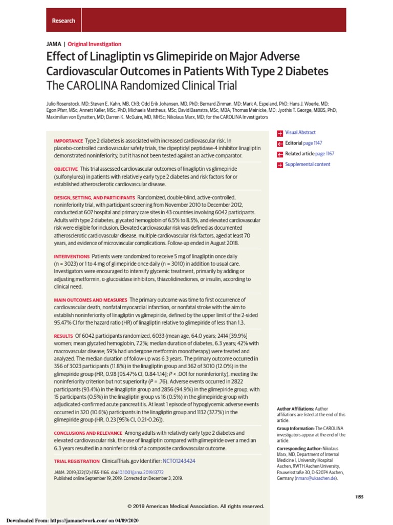 Effect of Linagliptin Vs Glimepiride On Major Adverse Cardiovascular ...