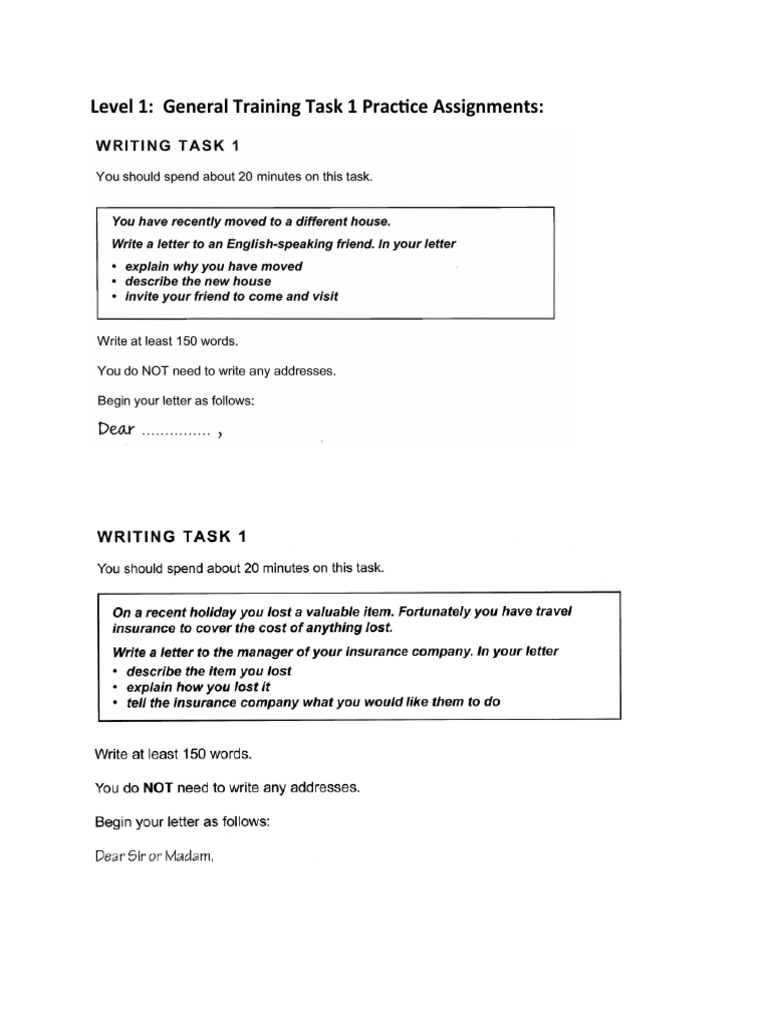 Level 1 General Training Task 1 Guide | PDF