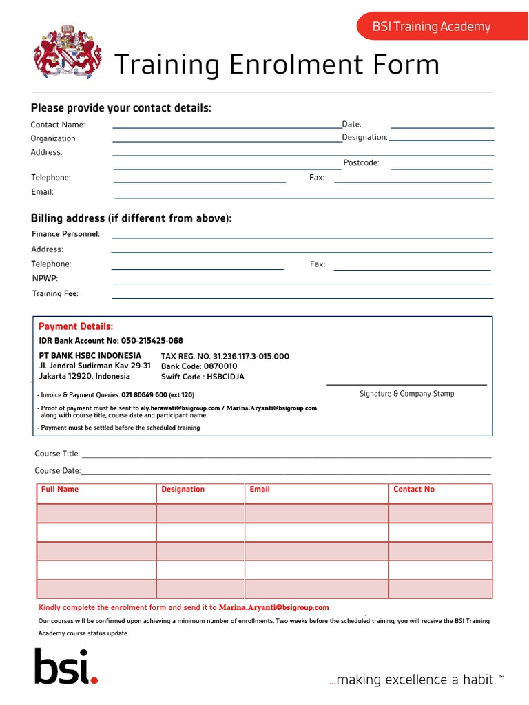 HSBC Indonesia Training Enrollment Details | PDF | Career & Growth ...
