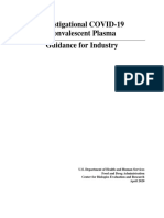 Investigational COVID 19 Convalescent Plasma - April - 2020