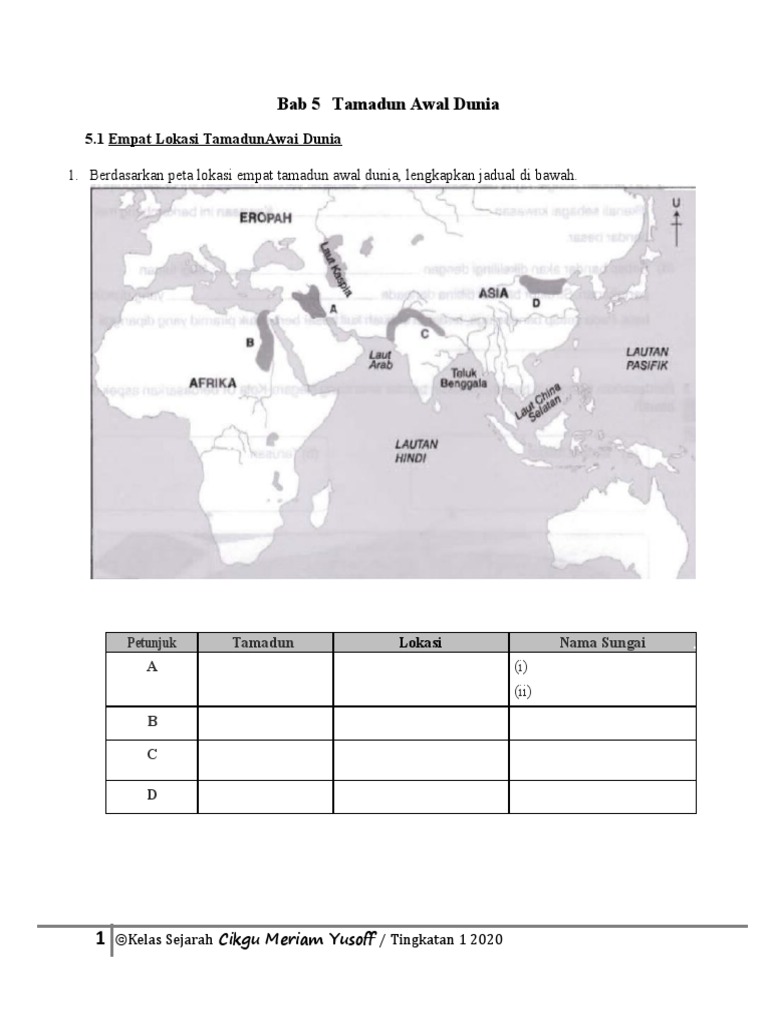 T1 Bab 5 Tamadun Awal Dunia Word Pdf