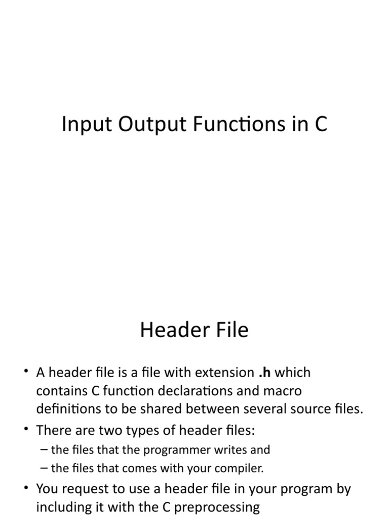 C Input/Output Functions Overview | PDF | Integer (Computer Science ...