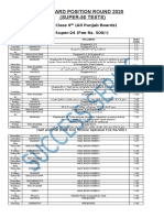 9 Board Position Round 2020 (Super-50 Tests) : For Class 9 (All Punjab Boards) Super-24 (Fee Rs. 500/-)