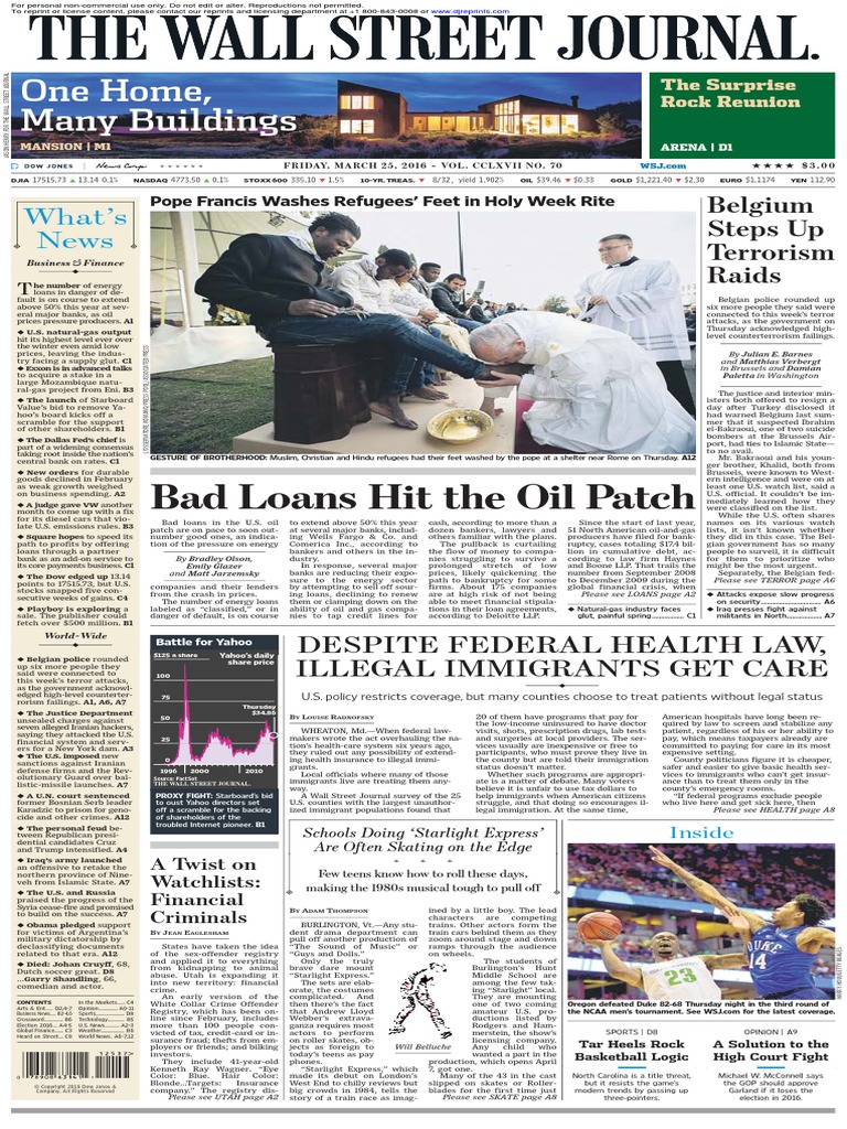 Wallstreetjournal 20160325 The Wall Street Journal PDF Health Care In The United States Banks