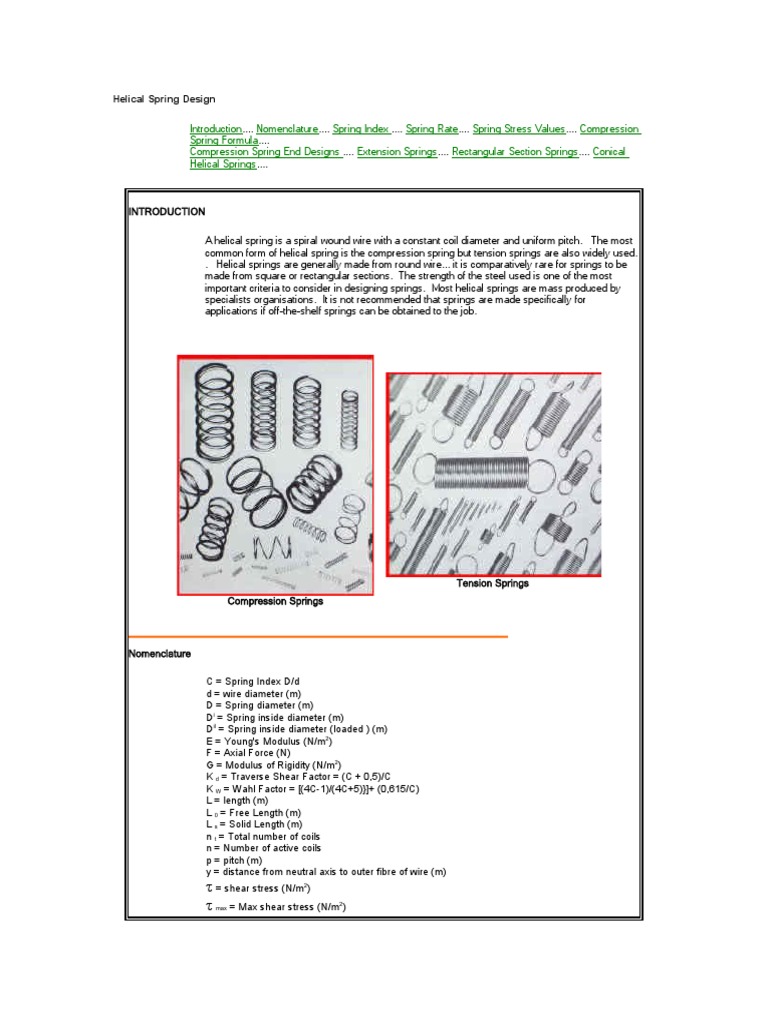 Helical Spring Design PDF Stress (Mechanics) Deformation (Mechanics)
