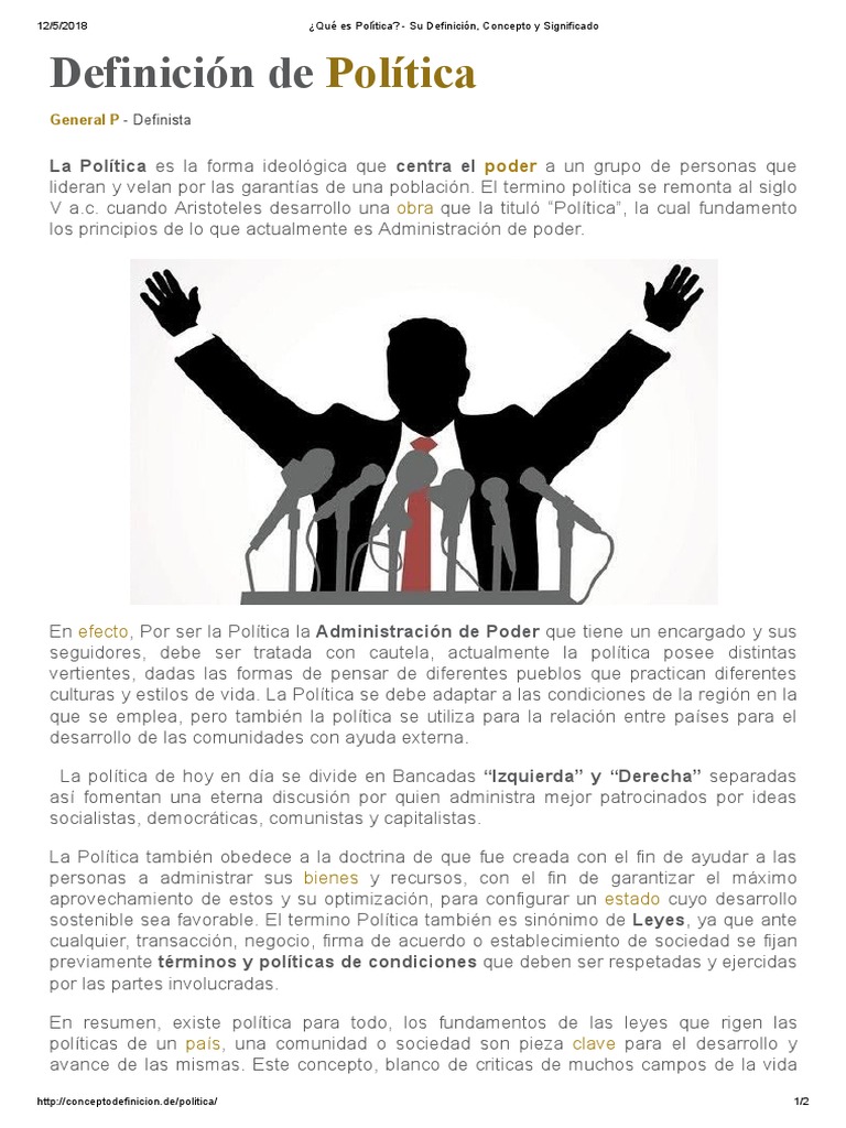 ¿Qué Es Política - Su Definición, Concepto y Significado PDF | PDF