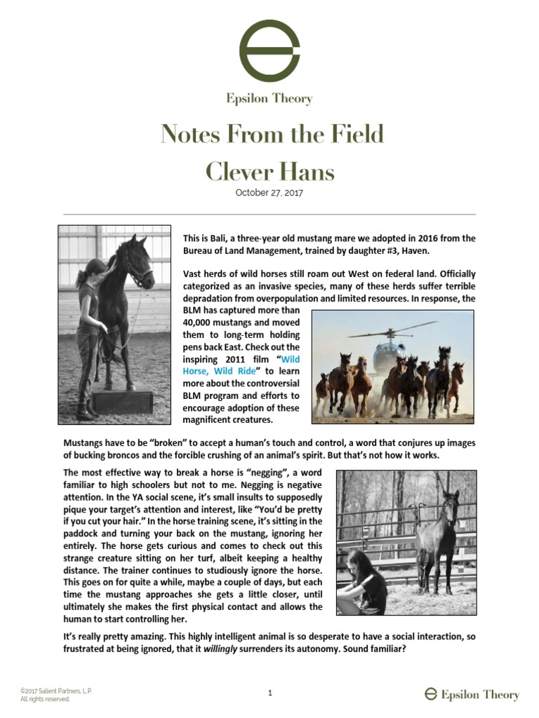 Epsilon Theory Notes From The Field Clever Hans October 27 2017 | PDF ...