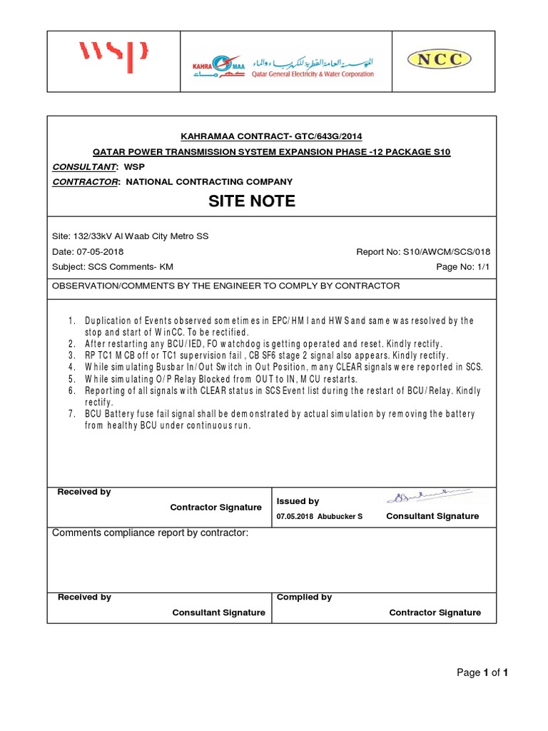 KAHRAMAA Power Transmission Site Report | PDF | Technology & Engineering