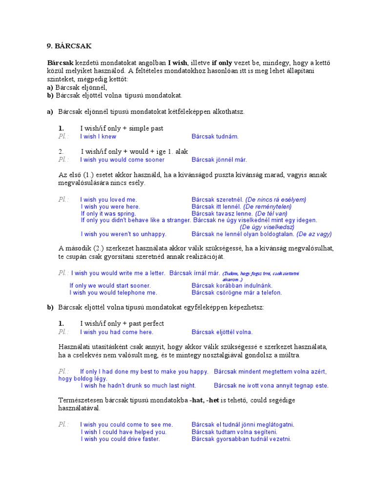 Bárcsak | PDF