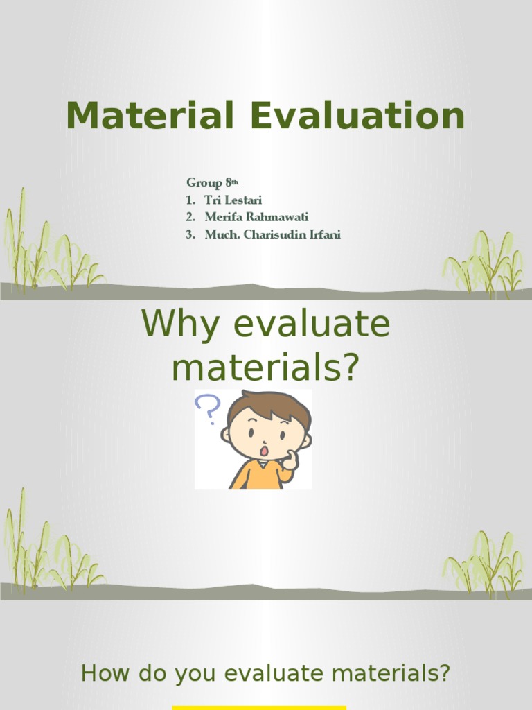 Material Evaluation Fix PDF Evaluation Learning