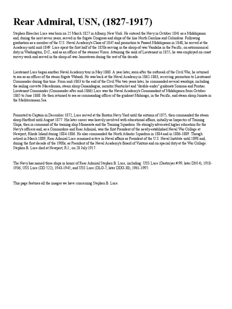 Luce, Stephen B | PDF | United States Naval Academy | Navies
