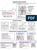 Quadratic Equation Review Notes: Domain & Range