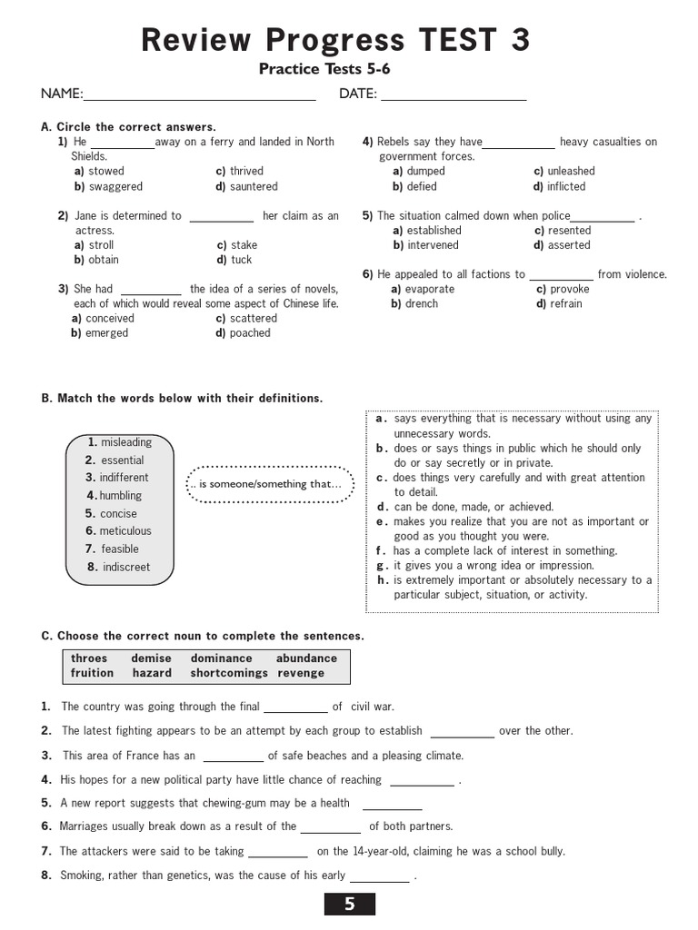 Revision Progress Test 3 Homework | PDF