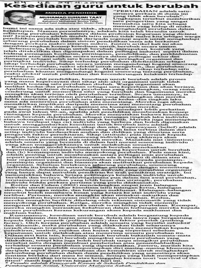 Artikel Kesediaan Untuk Berubah Pdf