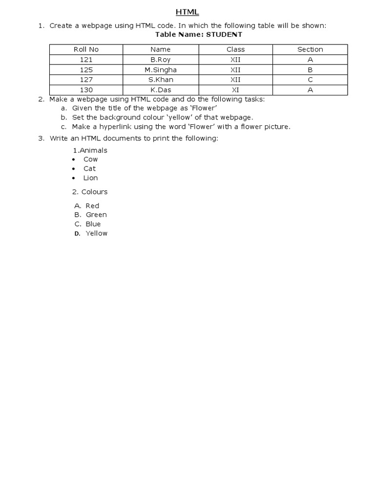 HTML Exersice | PDF