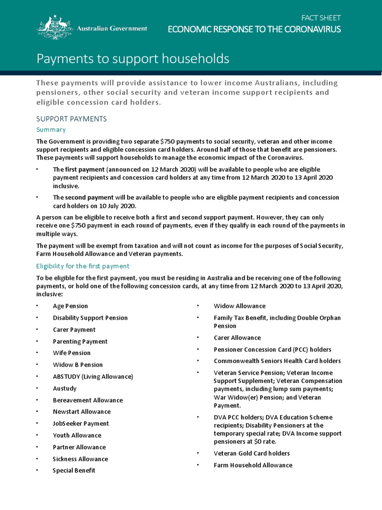 Australian COVID-19 Household Payments | PDF | Pension | Welfare