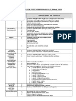 Lista de Útiles 4° Básico 2020