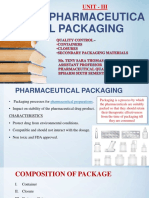 Pharmaceutica L Packaging: Unit - Iii
