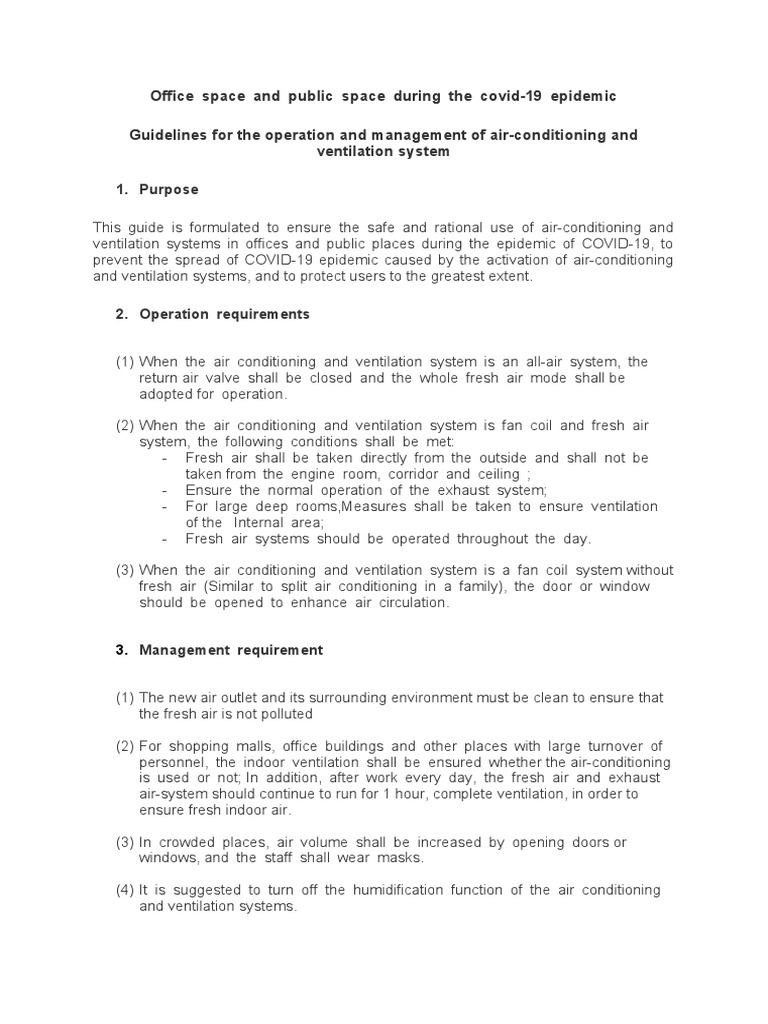 COVID-19 Air Conditioning Guidelines | PDF | Air Conditioning ...