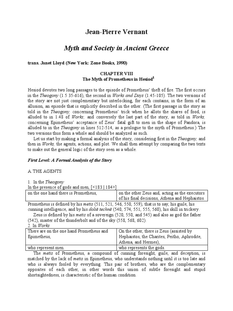 Prometheus in Hesiod's Theogony and Works | PDF | Prometheus | Rhetoric