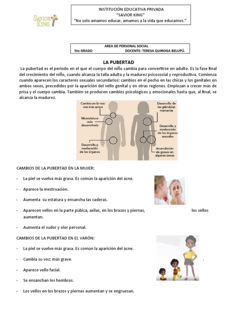 Cambios de la Pubertad en Niños y Niñas | PDF | Pubertad | Etapas de la ...