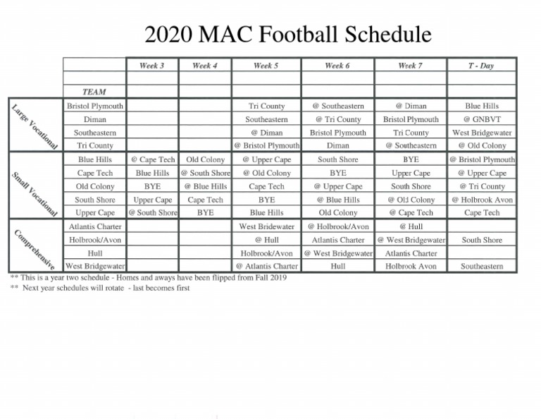 2020 2021 MAC Football Schedule PDF