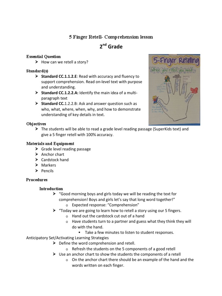 5-finger-retell-comprehension-lesson-pdf-reading-comprehension-cognitive-science