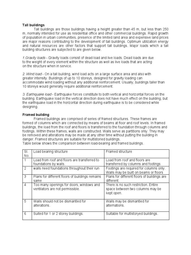 Overview of Tall Building Structures | PDF | Framing (Construction) | Wall