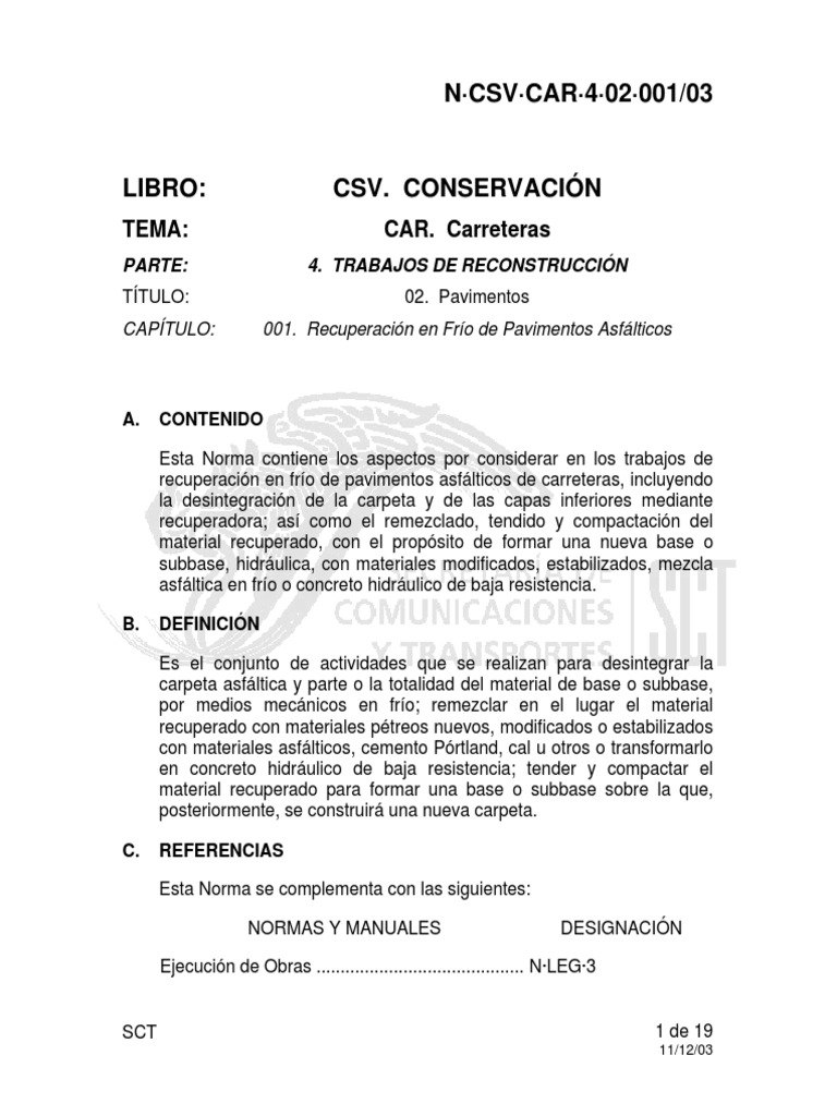 Recuperación Fría de Pavimentos Asfálticos | PDF | Cemento | Hormigón