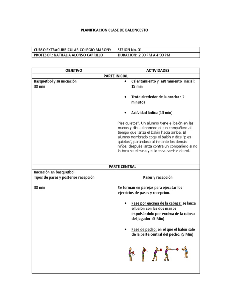 Planificacion Clase de Baloncesto | PDF | Juegos de habilidad física |  Equipos