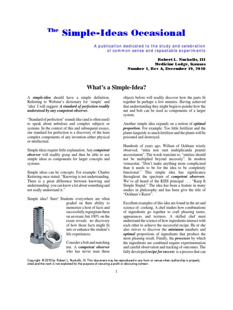 What's A Simple Idea? | PDF | Idea | Human