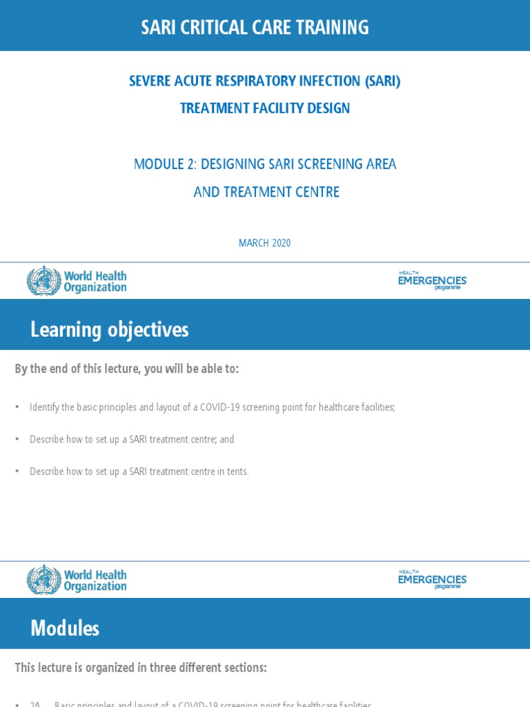 SARI Treatment Centre Design Guide | PDF | Sepsis | Patient