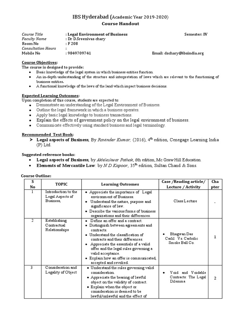 LEB - Course Handout - 2019-20 | PDF | Guarantee | Civil Law (Legal System)