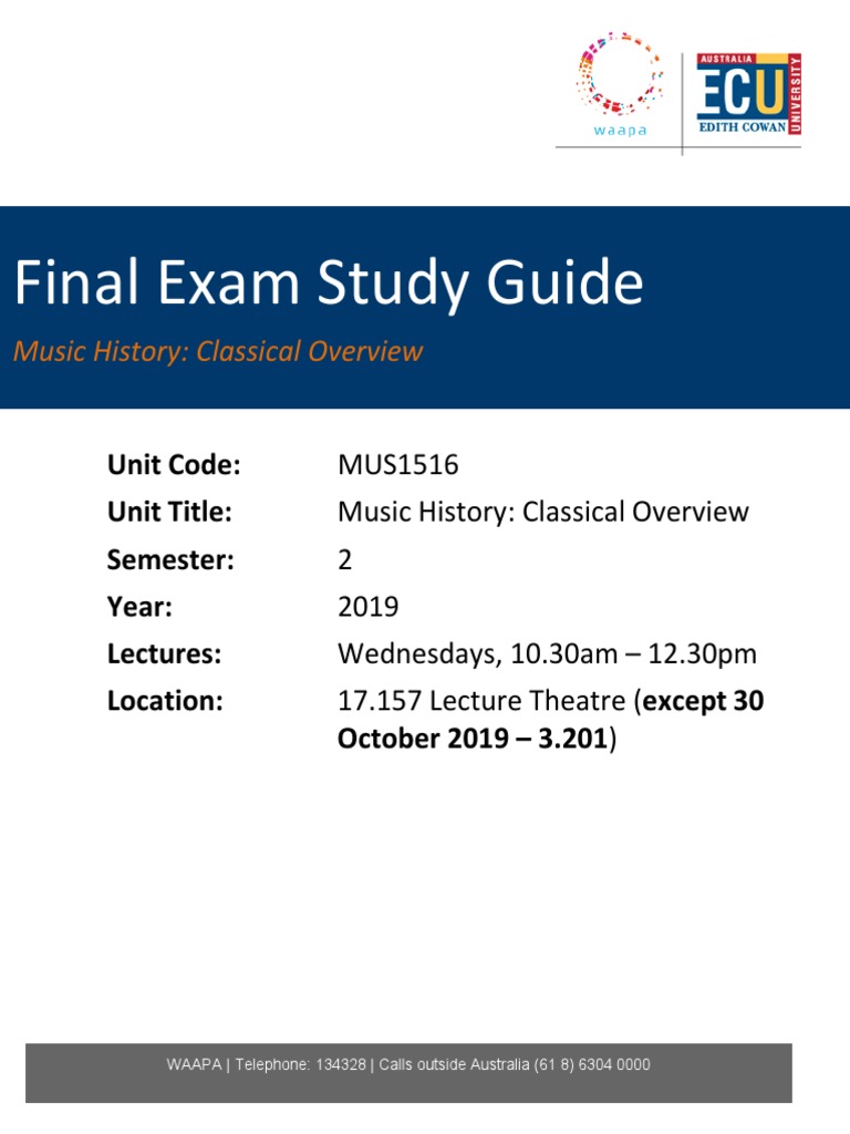 MUS1516 Final Exam Study Guide 2019 | PDF | Test (Assessment ...