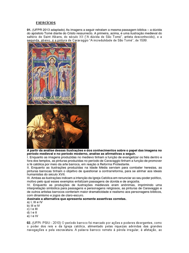 Exercícios Barroco | PDF | Barroco | Pinturas